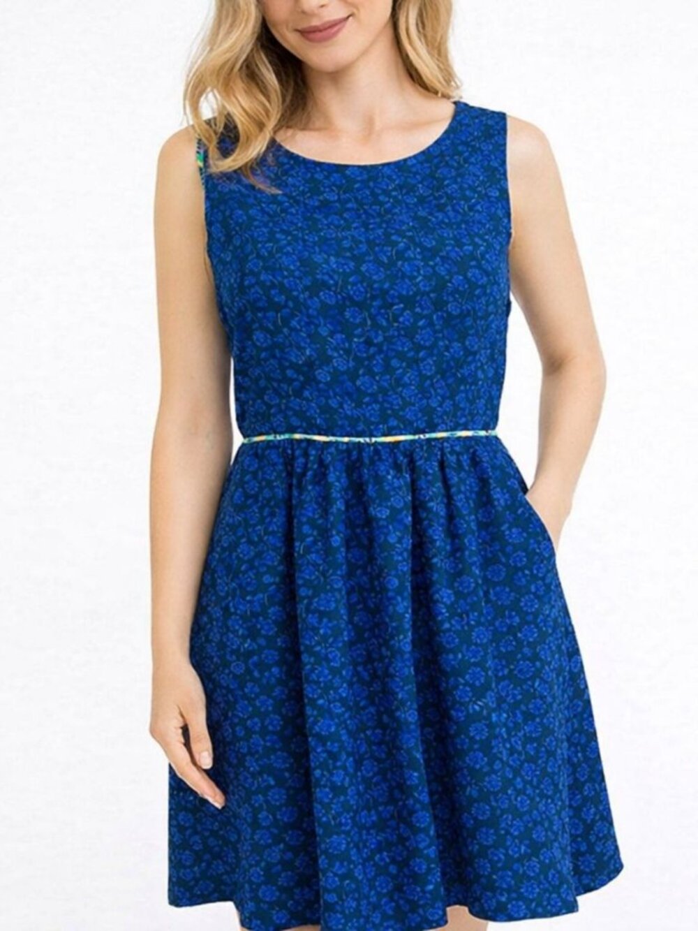 Matilda Jane Violets Are Blue Dress Size 6 Blue Floral Sleeveless Fit Flare